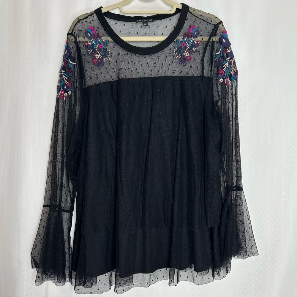Lane Bryant blouse gothic mesh 22/24 black sheer fairy whimsy